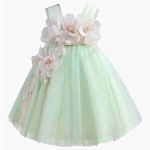 Tullen Baby Mint Green Floral Tulle Dress Size 1 year
